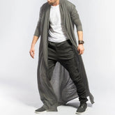 Mens Casual Loose Long Cardigans Coat (Color:Black Size:S)
